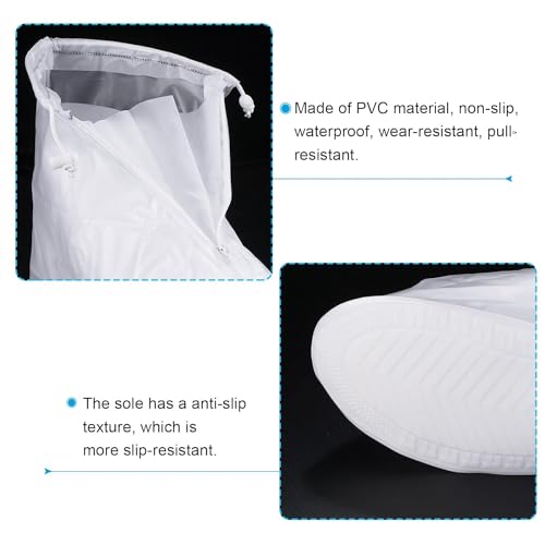 PAGALY Waterproof Reusable Rain/Snow Shoe Covers, Anti-Slip Silicone Reusable Rain Shoe Covers Waterproof Shoes Cover Protector Women Men Kids Outdoor ( L-28.5 cm(36-38) ) White - Image 4