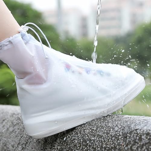 PAGALY Waterproof Reusable Rain/Snow Shoe Covers, Anti-Slip Silicone Reusable Rain Shoe Covers Waterproof Shoes Cover Protector Women Men Kids Outdoor ( L-28.5 cm(36-38) ) White - Image 3