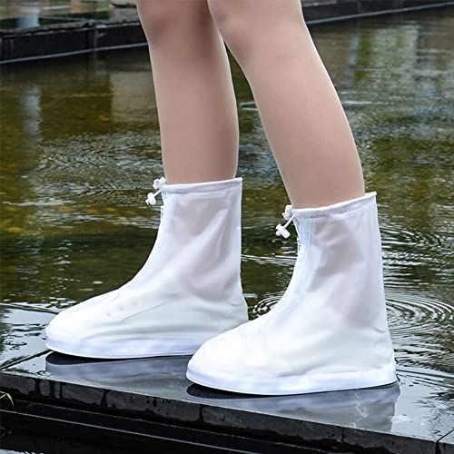 PAGALY Waterproof Reusable Rain/Snow Shoe Covers, Anti-Slip Silicone Reusable Rain Shoe Covers Waterproof Shoes Cover Protector Women Men Kids Outdoor ( L-28.5 cm(36-38) ) White - Image 2