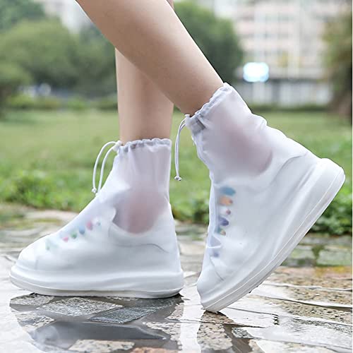PAGALY Waterproof Reusable Rain/Snow Shoe Covers, Anti-Slip Silicone Reusable Rain Shoe Covers Waterproof Shoes Cover Protector Women Men Kids Outdoor ( L-28.5 cm(36-38) ) White - Image 5
