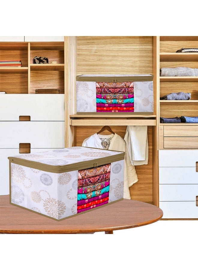 Kuber Industries Saree Storage Bag | Clothes Storage Bag | Wardrobe Storage Bag | Cloth Storage Organizer | Visible Window Saree Bag | Gola-Design | 9 Inch | Pack of 6 | White - Image 4