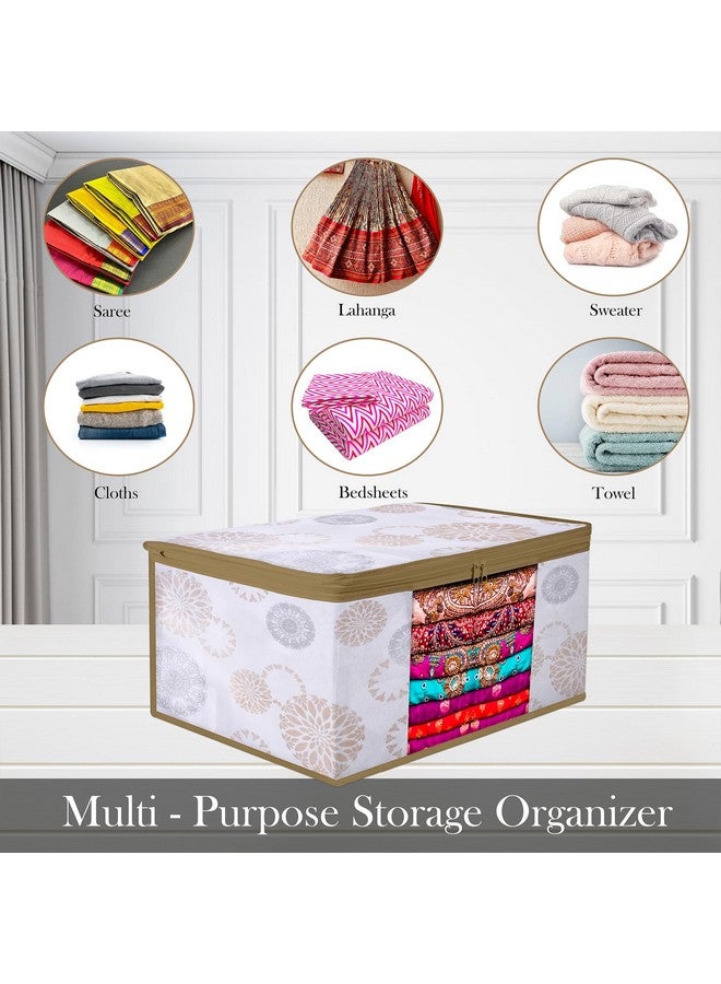 Kuber Industries Saree Storage Bag | Clothes Storage Bag | Wardrobe Storage Bag | Cloth Storage Organizer | Visible Window Saree Bag | Gola-Design | 9 Inch | Pack of 6 | White - Image 5
