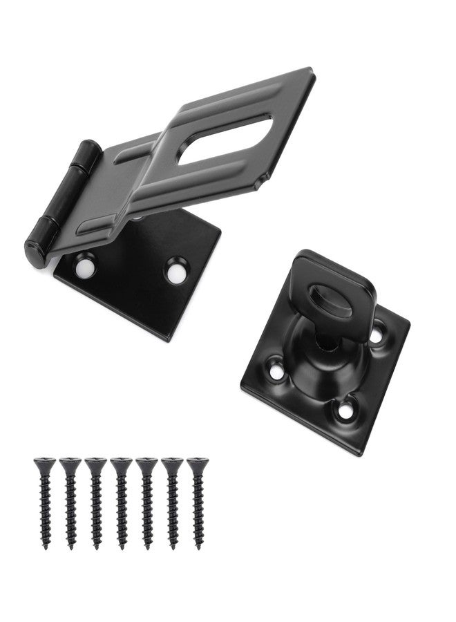 SANKINS 4-1/2" Swivel Staple Safety Hasps, Gate Door Hasp Latches Safety Packlock Clasp Locking with Twist Knob for Fence, Gate, Cabinet, Black - Image 1