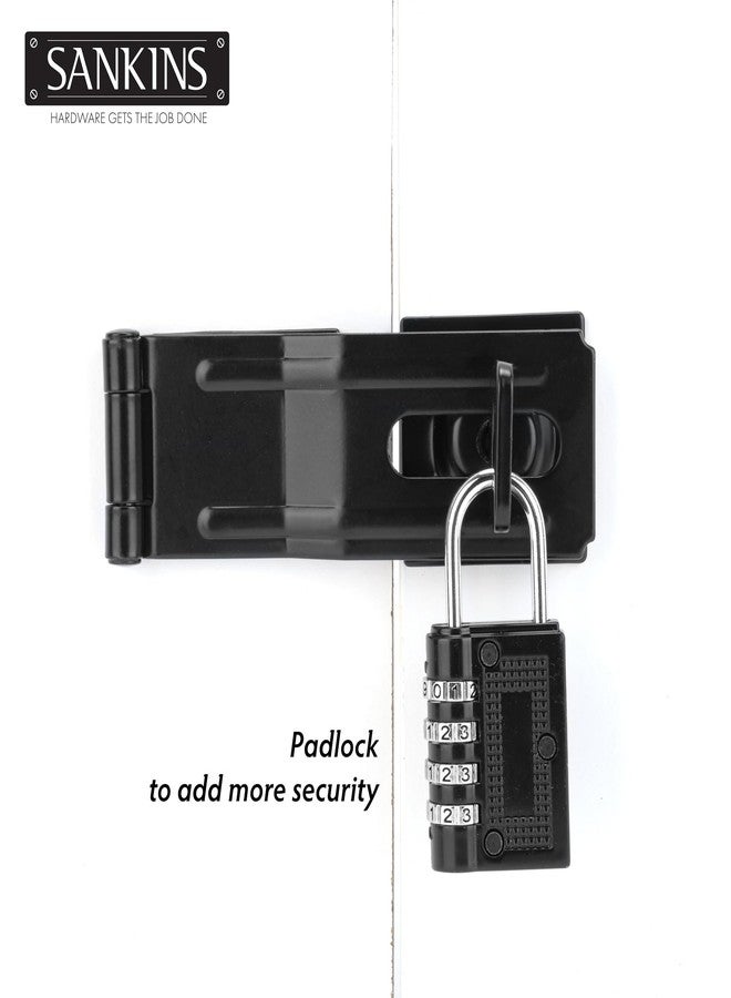SANKINS 4-1/2" Swivel Staple Safety Hasps, Gate Door Hasp Latches Safety Packlock Clasp Locking with Twist Knob for Fence, Gate, Cabinet, Black - Image 5