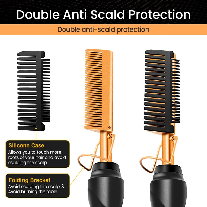 Shiyalan Hot Comb Set 7Pcs, Electric Hair Straightener Pressing Comb for Black Hair, Hot Comb Set with Wig Wax Stick, Lace Band, Rat Tail Comb ï¼†Salon Clips - Image 4