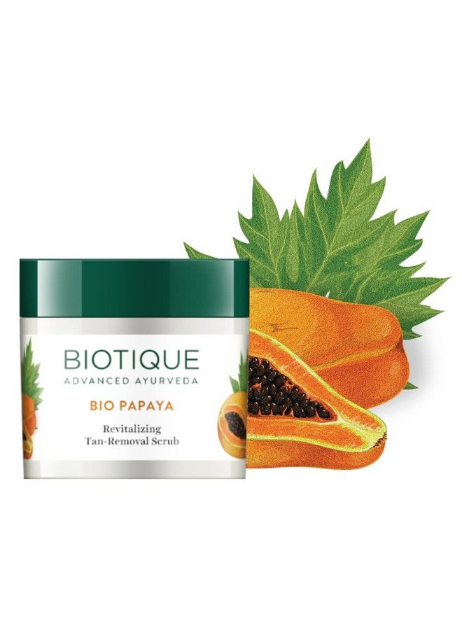 Biotique Papaya Tan Removal Brightening & Revitalizing Face Scrub | Gentle Exfoliation | Smooth And Clear Complexation | 100% Botanical Extracts| Suitable For All Skin Types | 75G  - Image 2