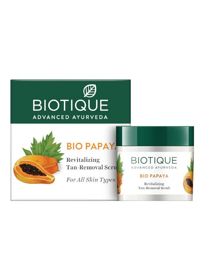Biotique Papaya Tan Removal Brightening & Revitalizing Face Scrub | Gentle Exfoliation | Smooth And Clear Complexation | 100% Botanical Extracts| Suitable For All Skin Types | 75G  - Image 1