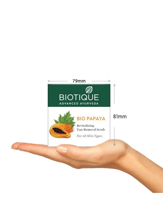 Biotique Papaya Tan Removal Brightening & Revitalizing Face Scrub | Gentle Exfoliation | Smooth And Clear Complexation | 100% Botanical Extracts| Suitable For All Skin Types | 75G  - Image 3
