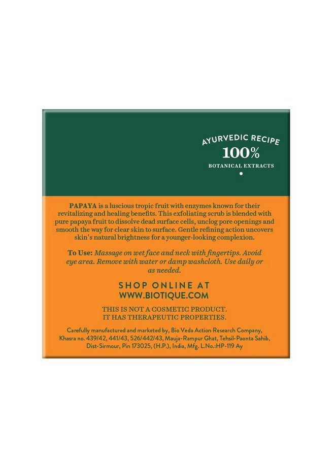 Biotique Papaya Tan Removal Brightening & Revitalizing Face Scrub | Gentle Exfoliation | Smooth And Clear Complexation | 100% Botanical Extracts| Suitable For All Skin Types | 75G  - Image 4