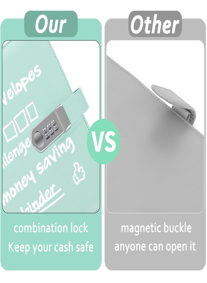 Antner 100 Envelopes Money Saving Challenge Binder with Lock, A5 Savings Binder Challenge Book Budget Planner with Cash Envelopes for Money Saving - Password Lock to Protect Cash Security, Mint Blue - Image 3