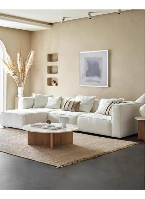 Light Luxury Linen Fabric Tofu Block Shaped Sofa for Home Office Apartment Without Pillow