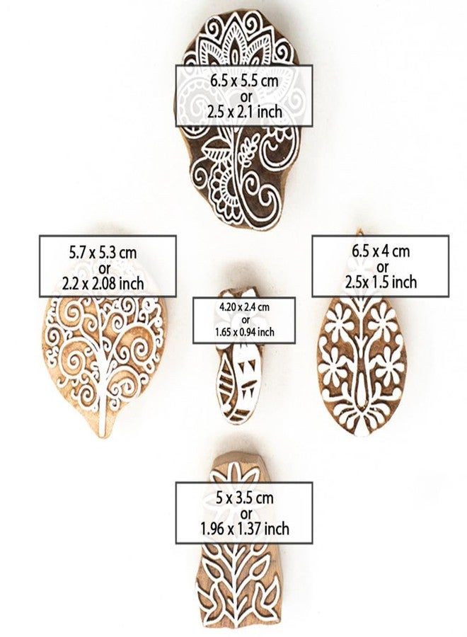 TwoGrams | Set of 5 | Wooden Indian Traditional Design Printing Stamps/Blocks for Printing Saree Border/Dresses/Craft Card Making/Scrapbook/Clay Pottery - Image 4