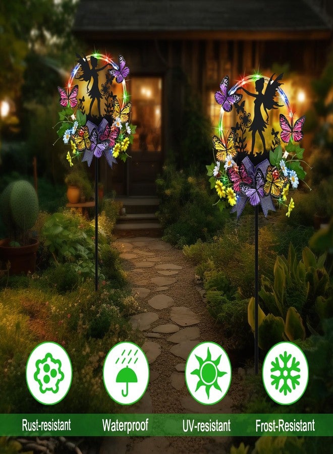 Hokfirm Solar Fairy Garden Decor,Hokfirm Silhouette Fairy with Butterflies Garden Stake,Waterproof for Outside,Walkway,Yard,Lawn,Patio - Image 3