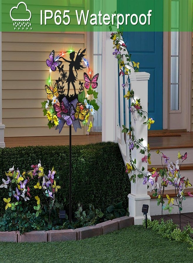 Hokfirm Solar Fairy Garden Decor,Hokfirm Silhouette Fairy with Butterflies Garden Stake,Waterproof for Outside,Walkway,Yard,Lawn,Patio - Image 4