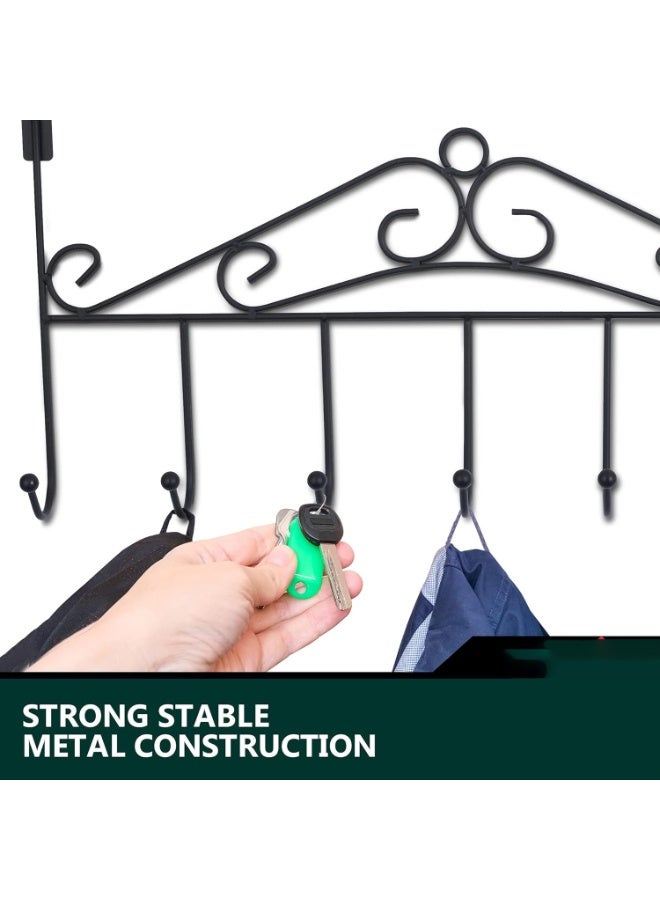 Generic Vinyl-Coated Over The Door Hooks – Heavy-Duty 7 Hooks for Towels, Coats, Bags, Clothes – Space Saving Hanger for Bathroom, Bedroom, Kitchen – Black  - Image 4