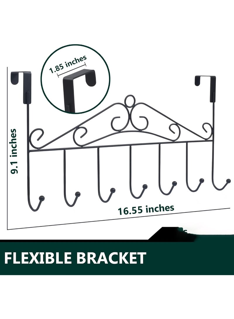 Generic Vinyl-Coated Over The Door Hooks – Heavy-Duty 7 Hooks for Towels, Coats, Bags, Clothes – Space Saving Hanger for Bathroom, Bedroom, Kitchen – Black  - Image 5