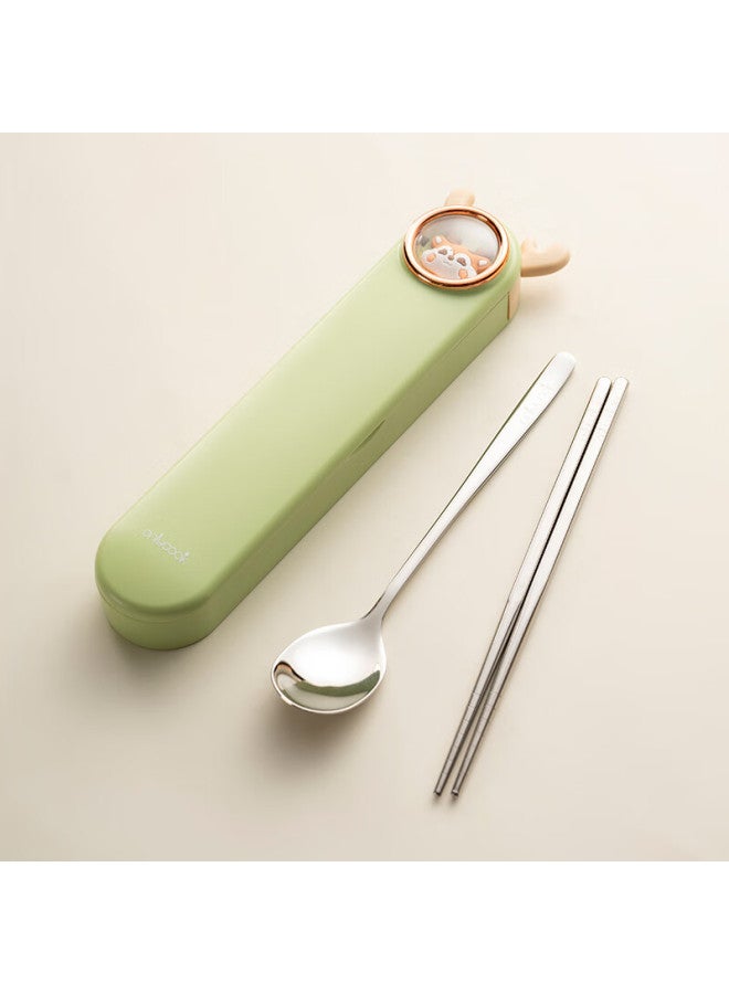 Onlycook Onlycook 304 Stainless Steel Portable Tableware Set For Students And Children, Chopsticks And Spoon Set With Storage Box - Original Color Puppy - Image 4