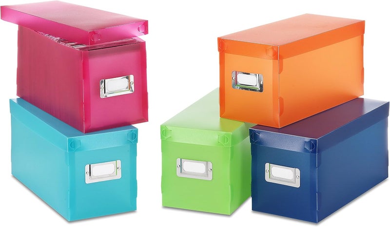 Whitmor 6754-373-5 Plastic CD Boxes Set of 5 Assorted Colors - Image 1