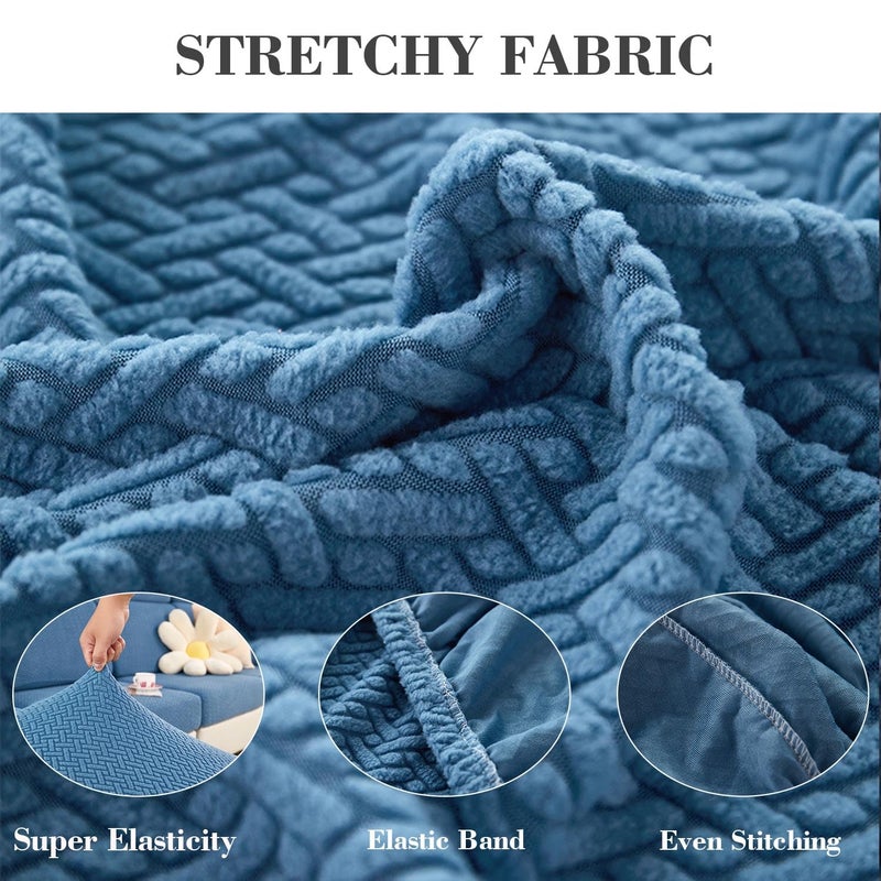 Disayu Sofa Covers Couch Covers for Sofa Pet Friendly Couch Cushion Covers Universal Sofa Covers Washable Stretch Slipcovers for Sectional Sofa (Texture Blue,Back Cover M) - Image 5