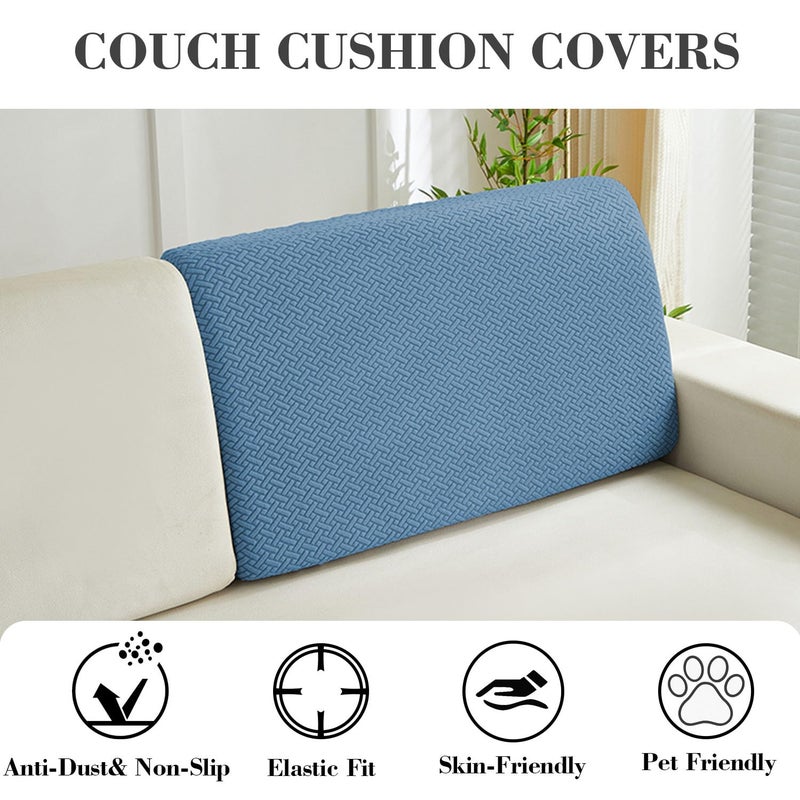 Disayu Sofa Covers Couch Covers for Sofa Pet Friendly Couch Cushion Covers Universal Sofa Covers Washable Stretch Slipcovers for Sectional Sofa (Texture Blue,Back Cover M) - Image 3