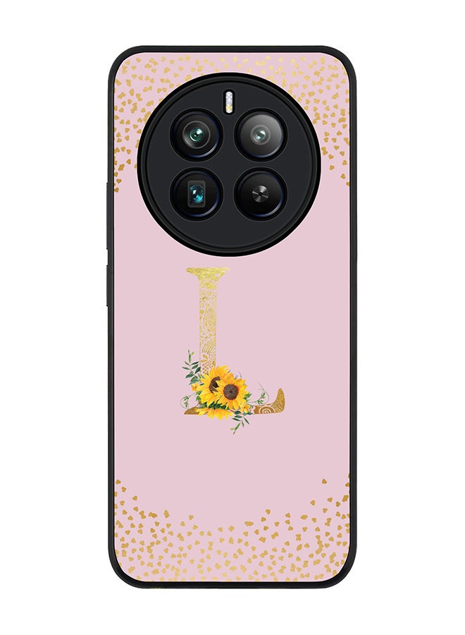 Stylizedd Rugged Black edge case for Realme 12 Pro / Realme 12 Pro Plus 5G, Custom Monogram Initial Letter Mandala Floral Pattern Alphabet-L (Pink ) - Image 1