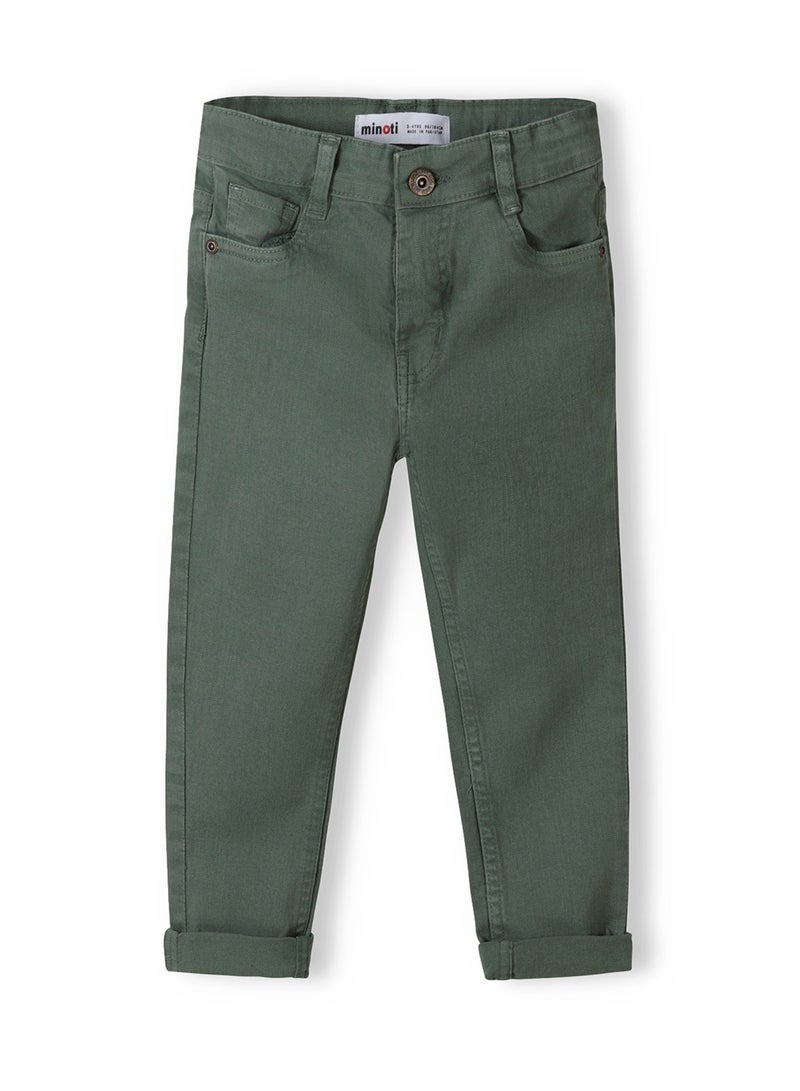MINOTI Kids' Twill Trousers with Turned-Up Cuffs and Classic Fit - Image 1