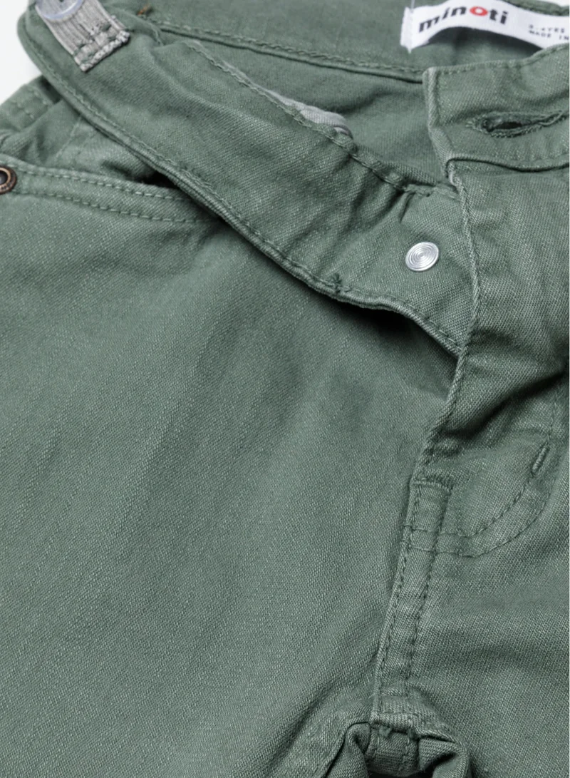 MINOTI Kids' Twill Trousers with Turned-Up Cuffs and Classic Fit