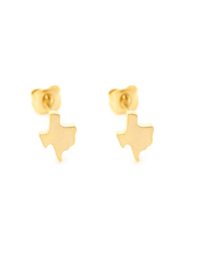 Modpide Stainless Steel Tiny Texas State Map Stud Earrings for Women (gold) - Image 1
