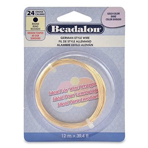 Beadalon German Style Wrapping Wire, Round, Gold Color, 24 Gauge, 12 m / 39.4 ft - Image 1