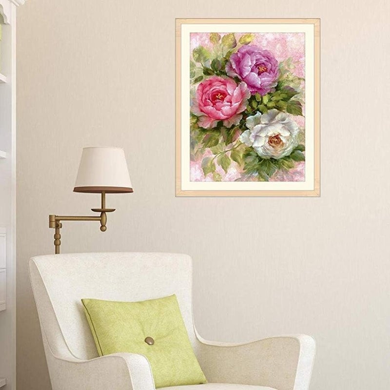 FEBLICH DIY 5D Diamond Painting by Number Kits Full Drill Rhinestone Embroidery Cross Stitch Pictures Arts Craft for Home Wall Decor, and Gifts (Flower) - Image 4