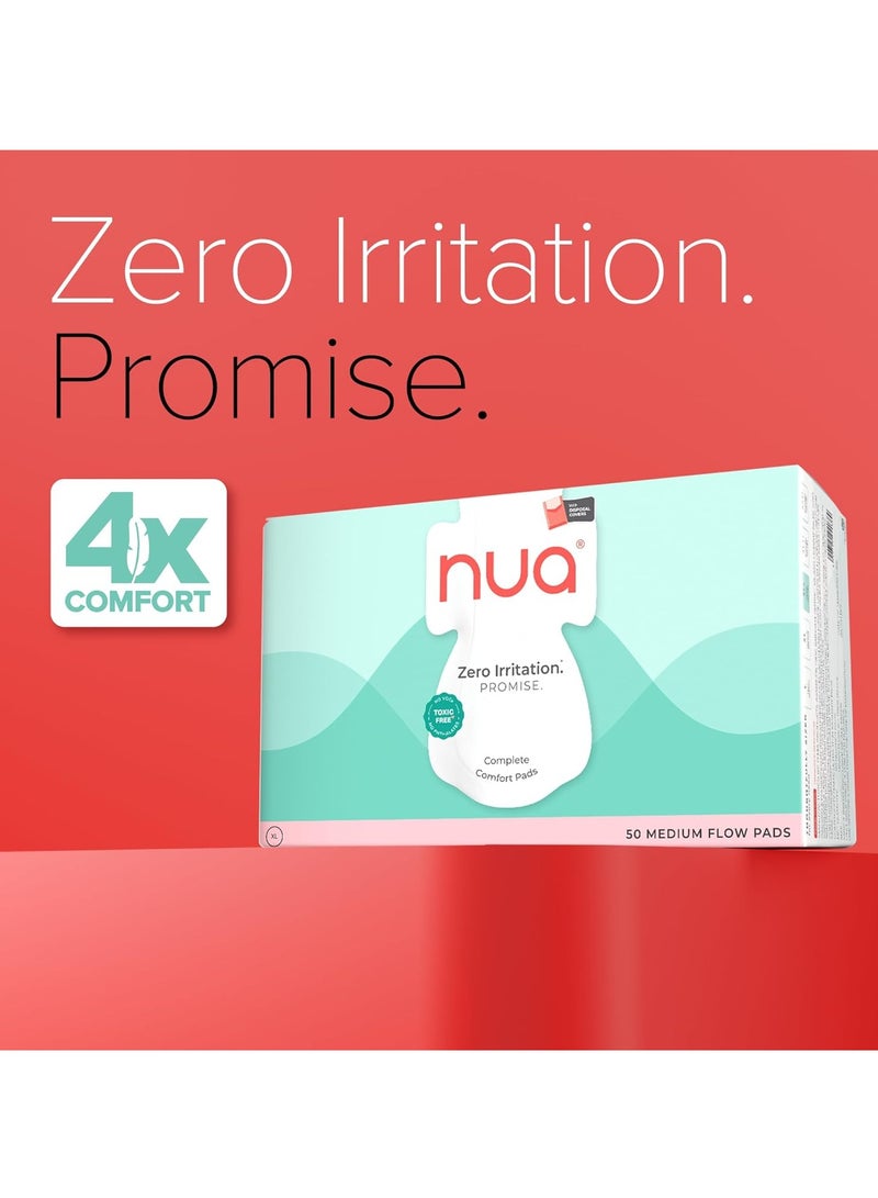 Nua Complete Comfort Sanitary Pads - Designed for Sensitive Skin | Pack of 50 pads for Medium flow, with Disposal covers | Zero Irritation | Comfortable All-Day Protection | Ultra-Thin | Super Absorbent | No rashes | 50% Wider Back | 100% Toxic-Free, Dermatologically Tested - Image 3