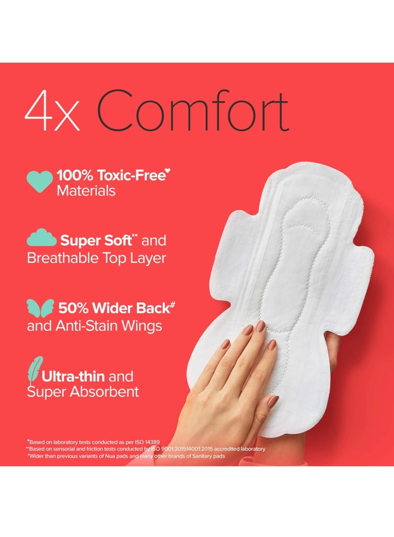 Nua Complete Comfort Sanitary Pads - Designed for Sensitive Skin | Pack of 50 pads for Medium flow, with Disposal covers | Zero Irritation | Comfortable All-Day Protection | Ultra-Thin | Super Absorbent | No rashes | 50% Wider Back | 100% Toxic-Free, Dermatologically Tested - Image 4