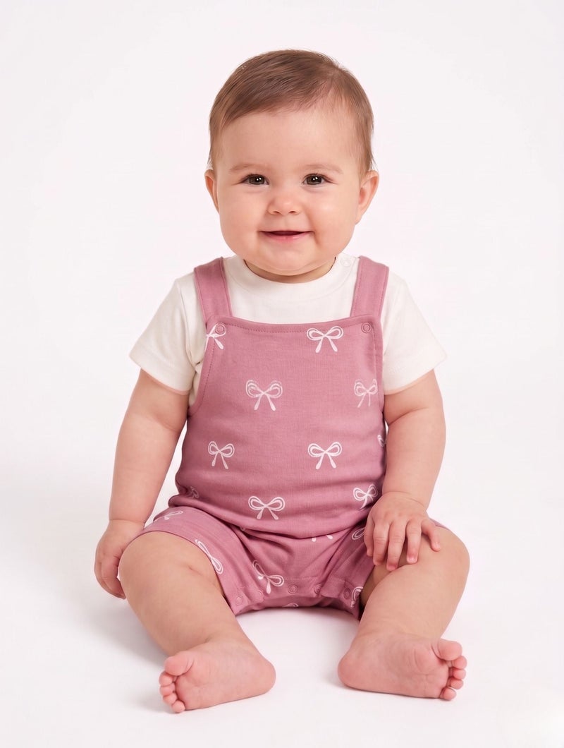 Cloud Fashion Pink Bow Romper Jumpsuit - Image 1