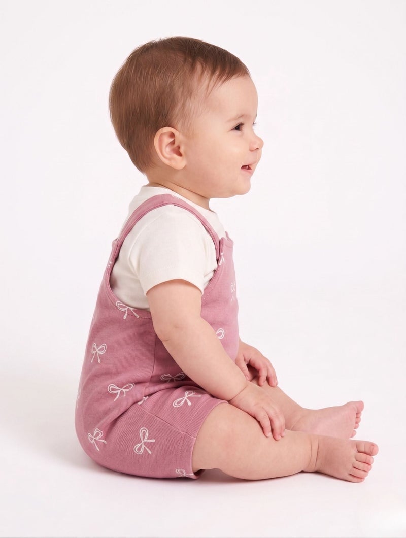 Cloud Fashion Pink Bow Romper Jumpsuit - Image 2