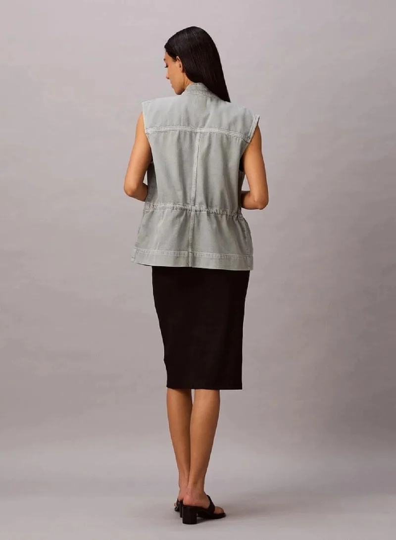 Calvin Klein SOFT GREY Denim Utility Field Vest for Women | Best Price UAE