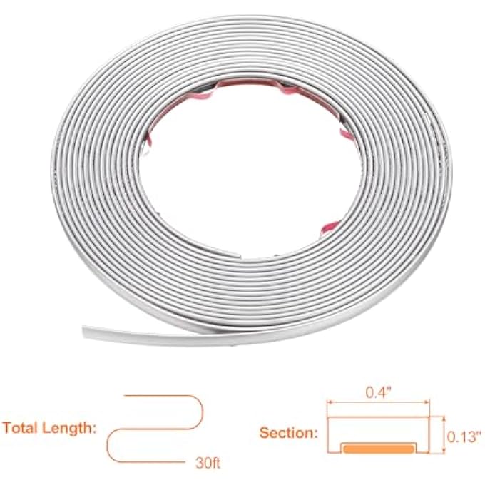 PEEL AND STICK MOLDING TRIM 30FT X 0.4" FLEXIBLE WALL TRIM SELF ADHESIVE PVC WALL CORNER GAP SEALING TRIM FOR WALL CEILING FLOOR CABINET TILE EDGE MIRROR FRAME, MATTE SILVER - Image 3