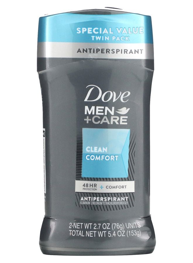 Dove مزيل العرق للرجال + العناية راحة نظيفة عبوة 2 حبة 2.7 أونصة (76 جرام) لكل منها