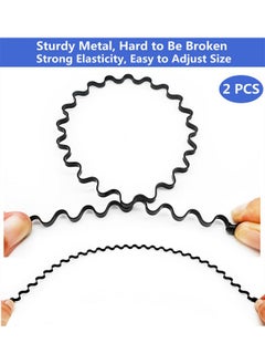 bodbop XINGZHE bodbop XINGZHE Hairband, Metal Unisex Wavy Hair Hoop with Teeth for Men, Women, and Boys, 2 PCS Black for Sports  - Image 2