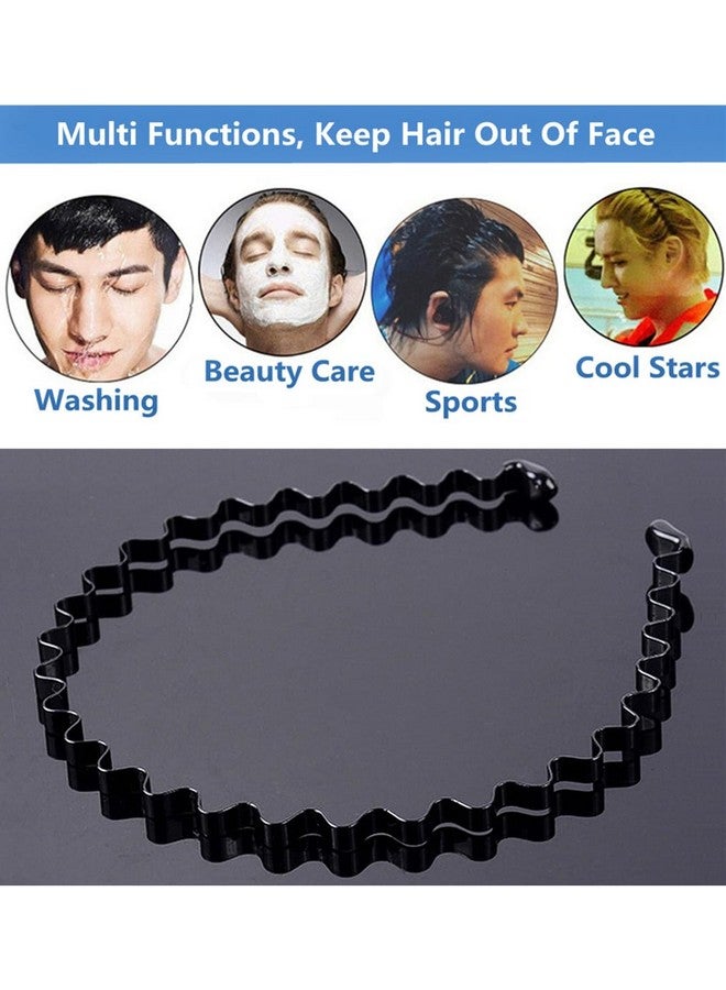 بودبوب_إكسينغز ربطة شعر bodbop XINGZHE، طوق شعر مموج معدني للجنسين مع أسنان للرجال والنساء والأولاد، قطعتان باللون الأسود للرياضة - Image 5