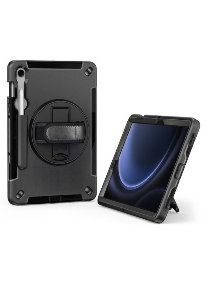 Cat - Cot حافظة قط 360 درجة دوران ثلاث طبقات حماية مع حزام كتف لجهاز سامسونج جالاكسي تاب S9FE (10.9 بوصة) طراز X510/X516B، لون أسود - Image 2