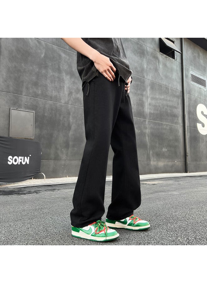 Swamp Area Men's Jeans, Autumn And Winter Slim Straight Vibe American Casual Slight Flare Pants K005 Black L - Image 2