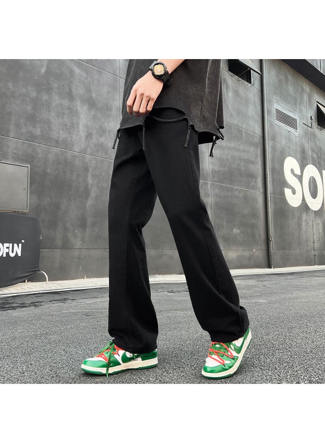 Swamp Area Men's Jeans, Autumn And Winter Slim Straight Vibe American Casual Slight Flare Pants K005 Black L - Image 4