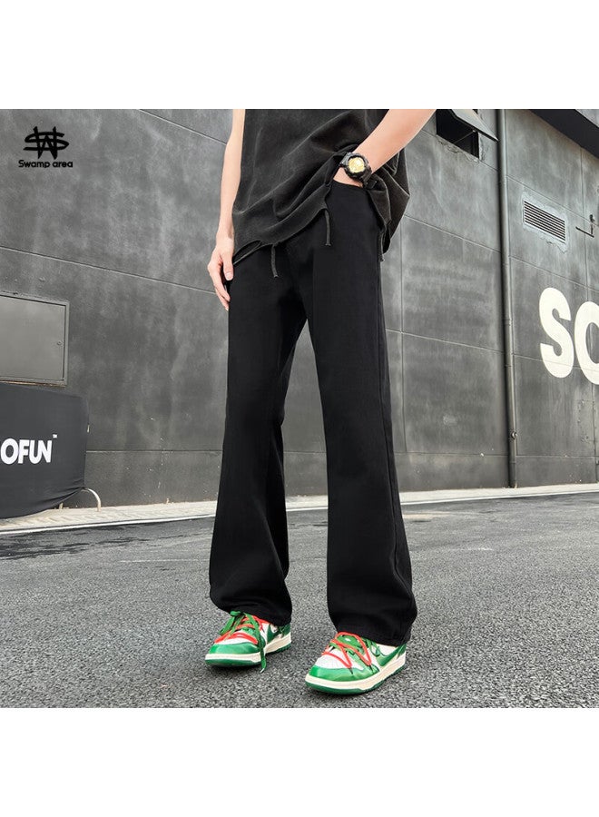 Swamp Area Men's Jeans, Autumn And Winter Slim Straight Vibe American Casual Slight Flare Pants K005 Black L - Image 1
