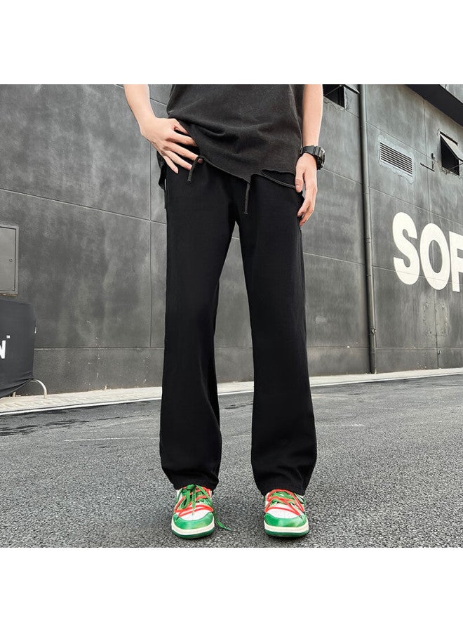 Swamp Area Men's Jeans, Autumn And Winter Slim Straight Vibe American Casual Slight Flare Pants K005 Black L - Image 3