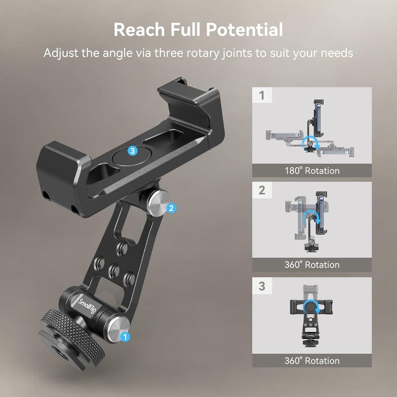 SMALLRIG Metal Phone Holder With Cold Shoe Mount 4382 - Image 4