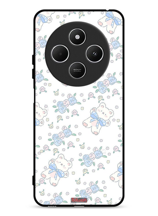 Tolwak Xiaomi Redmi 14C 4G Protective Case Cover Cute Teddy Bear And Flowers Icon - Image 1