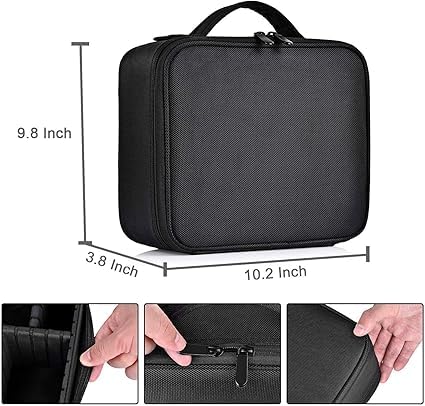 MIJILIX Travel Professional Makeup Case 1 Layer Cosmetic Organizer Brush Bag Barber Train Case Makeup Artist Box with Adjustable Dividers for Hair Curler Hair Straightener Set and Cosmetics - Image 3
