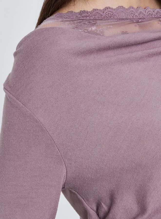 Styli Styli Lace Insert Cowl Neck Blouse