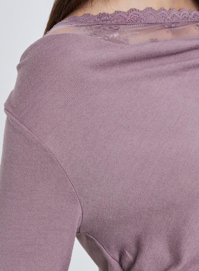 Styli Lace Insert Cowl Neck Blouse - Image 3