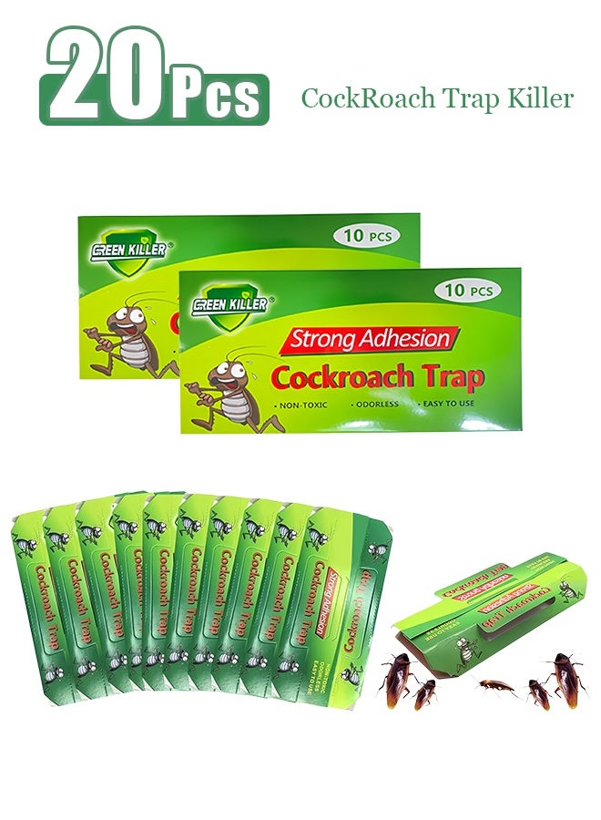 GREEN KILLER 20Pcs CockRoach Trap Killer, Roach Killer Indoor Home, Roach Motel, Indoor Pet Friendly Roach Killer for Roach, Ants, Spiders, Bugs, Beetles - Image 1